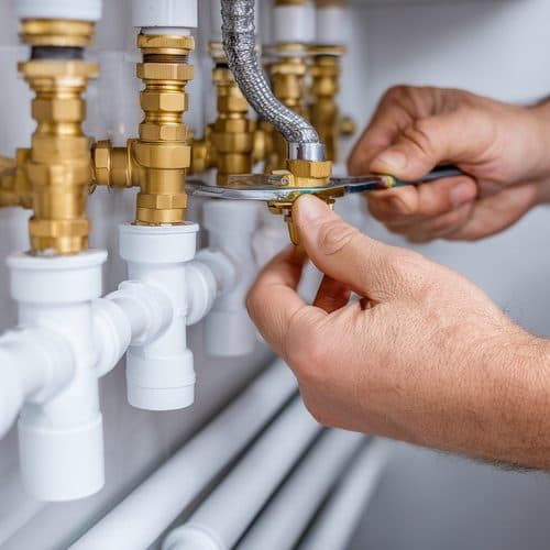 Fontanero de Jordi Instalaciones renovando una instalación en Burela