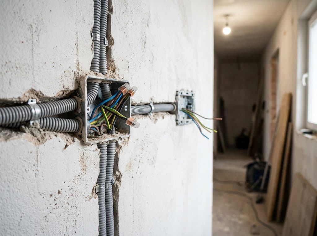 Trabajos en la red eléctrica de una casa de A Mariña Lucense